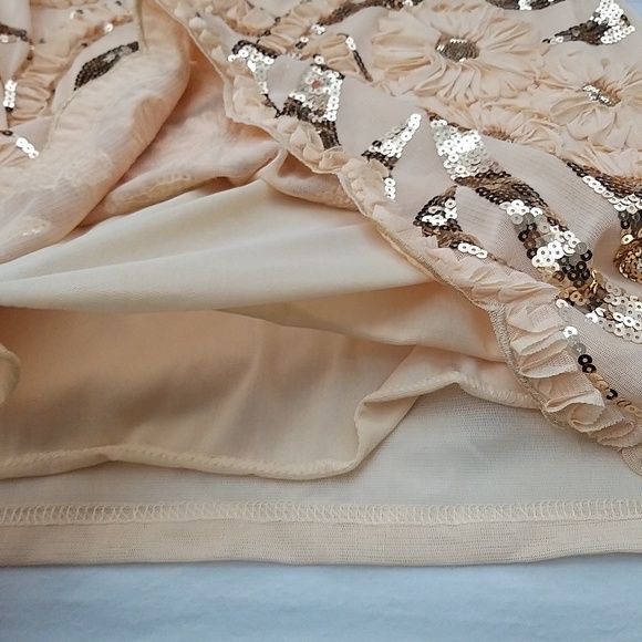 NEW Vicky & Lucas Charlotte Floral Sequin Dress in Beige- one size - Picture 15 of 16